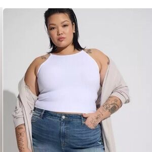 Torrid High Ribbed White Crop - 6X